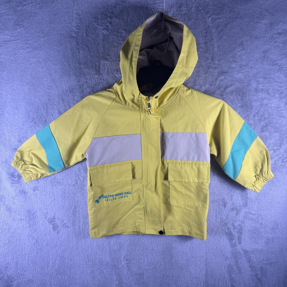 Y.G.G Jacket Kids 5 Yellow Colorblock Hooded Cotton Windbreaker Zip Pockets